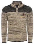 Carisma Strickpullover Herren Troyer (7803) Beige/Braun/Dunkelrot