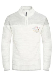 Carisma Strickpullover Herren Troyer (7803) Creme/Grau/Weiß