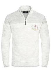 Carisma Strickpullover Herren Troyer (7803) Creme/Grau/Weiß