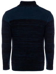 Carisma Strickpullover Herren Troyer (7803) Dunkelblau/Hellblau/Blau