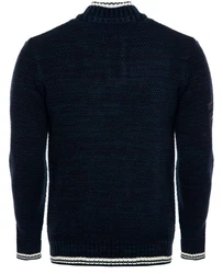 Carisma Strickpullover für Herren Troyer mit Stickerei 7804 Dunkelblau/Blau