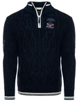 Carisma Strickpullover für Herren Troyer mit Stickerei 7804 Dunkelblau/Blau