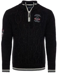 Carisma Strickpullover für Herren Troyer mit Stickerei 7804 Schwarz/Dunkelgrün/Dunkelblau/Hellblau
