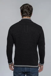 Carisma Strickpullover für Herren Troyer mit Stickerei 7804 Schwarz/Dunkelgrün/Dunkelblau/Hellblau