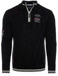 Carisma Strickpullover für Herren Troyer mit Stickerei 7804 Schwarz/Dunkelgrün/Dunkelblau/Hellblau