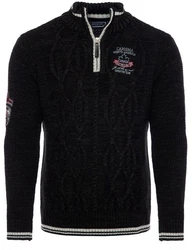 Carisma Strickpullover für Herren Troyer mit Stickerei 7804 Schwarz/Dunkelgrün/Dunkelblau/Hellblau
