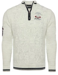 Carisma Strickpullover für Herren Troyer mit Stickerei 7804 Grau/Khaki/Hellgrau/Creme