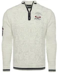 Carisma Strickpullover für Herren Troyer mit Stickerei 7804 Grau/Khaki/Hellgrau/Creme