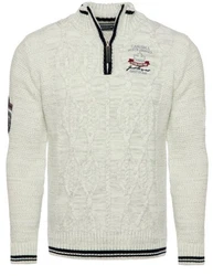Carisma Strickpullover für Herren Troyer mit Stickerei 7804 Grau/Khaki/Hellgrau/Creme