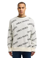 CARLO COLUCCI Rundhalspullover Daves Weiß/Creme/Grau/Beige/Gelb