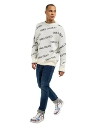 CARLO COLUCCI Rundhalspullover Daves Weiß/Creme/Grau/Beige/Gelb