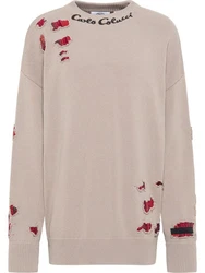 CARLO COLUCCI Rundhalspullover Dellemann Grau/Khaki/Beige/Rot/Hellgrau