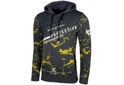 Baxboy Herren Pullover Hoodie Sweatjacke Longsleeve Sweatshirt Jacke Langarm Kapuzenpullover Hoody Sweater (2628) Anthrazit/Gelb