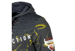 Baxboy Herren Pullover Hoodie Sweatjacke Longsleeve Sweatshirt Jacke Langarm Kapuzenpullover Hoody Sweater (2628) Anthrazit/Gelb