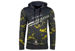 Baxboy Herren Pullover Hoodie Sweatjacke Longsleeve Sweatshirt Jacke Langarm Kapuzenpullover Hoody Sweater (2628) Anthrazit/Gelb