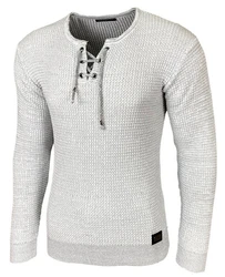 Baxboy Herren Pullover Slim Fit Rundhals Strick-Pullover Rundkragen Moderner Longsleeve (BB-52132) Grau