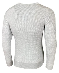 Baxboy Herren Pullover Slim Fit Rundhals Strick-Pullover Rundkragen Moderner Longsleeve (BB-52132) Grau