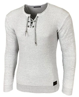 Baxboy Herren Pullover Slim Fit Rundhals Strick-Pullover Rundkragen Moderner Longsleeve (BB-52132) Grau