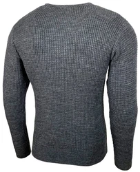 Baxboy Herren Pullover Slim Fit Rundhals Strick-Pullover Rundkragen Moderner Longsleeve (BB-52132) Dunkelblau/Dunkelgrau/Grau