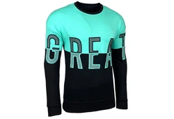 Baxboy Hoodie Herren Pullover Sweatjacke Sweatshirt Langarm Hoody Grün/Creme/Türkis