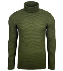 Baxboy Herren Slim Fit Rollkragenpullover Dunkelgrün
