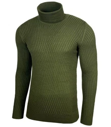 Baxboy Herren Slim Fit Rollkragenpullover Dunkelgrün