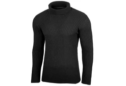 Baxboy Herren Slim Fit Rollkragenpullover Schwarz/Dunkelblau