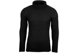 Baxboy Herren Slim Fit Rollkragenpullover Schwarz/Dunkelblau