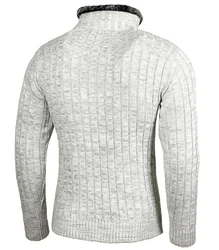 Baxboy Strickpullover Hoher Kragen Stehkragen Grau/Dunkelgrau/Weiß