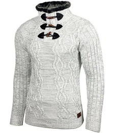 Strickpullover Herren Pullover Hoher Kragen Stehkragen Strickpullover