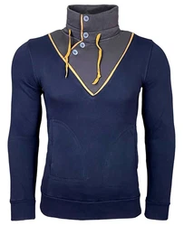 Baxboy Strickpullover Tube-Neck Stehkragen Dunkelblau/Blau