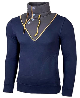Baxboy Strickpullover Tube-Neck Stehkragen Dunkelblau/Blau