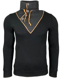 Baxboy Strickpullover Tube-Neck Stehkragen Orange/Schwarz/Dunkelblau