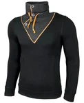 Baxboy Strickpullover Tube-Neck Stehkragen Orange/Schwarz/Dunkelblau