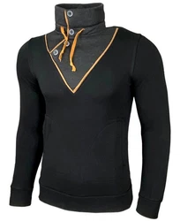 Baxboy Strickpullover Tube-Neck Stehkragen Orange/Schwarz/Dunkelblau