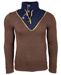 Baxboy Strickpullover Tube-Neck Stehkragen Braun/Dunkelbraun/Dunkelblau/Rosa