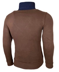 Baxboy Strickpullover Tube-Neck Stehkragen Braun/Dunkelbraun/Dunkelblau/Rosa
