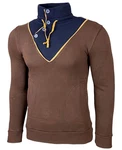 Baxboy Strickpullover Tube-Neck Stehkragen Braun/Dunkelbraun/Dunkelblau/Rosa