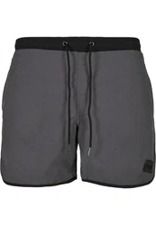 URBAN CLASSICS Badeshorts Retro Swimshorts Dunkelgrau/Hellgrau/Grau