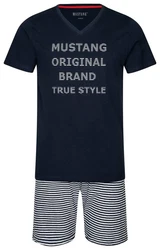 MUSTANG Schlafanzug (2 tlg) Oberteil Short navy/graumelange