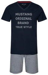 MUSTANG Schlafanzug (2 tlg) Oberteil Short navy/graumelange