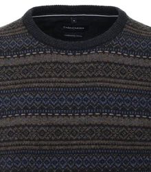 CASAMODA Strickpullover Dunkelblau/Hellblau/Rot/Dunkelgrün