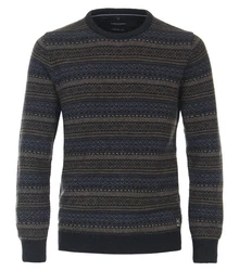 CASAMODA Strickpullover Dunkelblau/Hellblau/Rot/Dunkelgrün