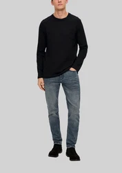 s.Oliver Longsleeve Basic mit Brusttasche Schwarz/Dunkelblau