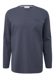 s.Oliver Longsleeve Basic mit Brusttasche Dunkelblau/Grau/Blau