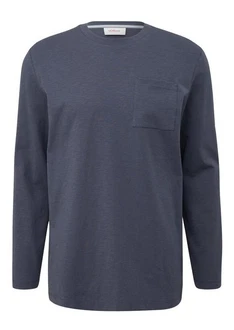 s.Oliver Longsleeve Basic mit Brusttasche Dunkelblau/Grau/Blau