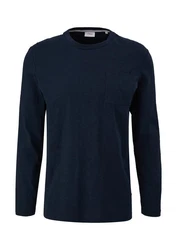 s.Oliver Longsleeve Basic mit Brusttasche Dunkelblau/Blau