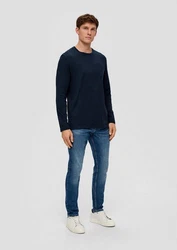 s.Oliver Longsleeve Basic mit Brusttasche Dunkelblau/Blau
