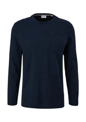 s.Oliver Longsleeve Basic mit Brusttasche Dunkelblau/Blau