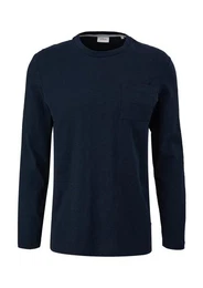 Longsleeve Basic mit Brusttasche, Rundhals-Ausschnitt, langarm